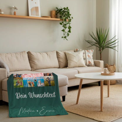 Personalisierte Decke Mit Namen 10 Fotos Karte in der Mitte Wunschtext Geschenkidee 4