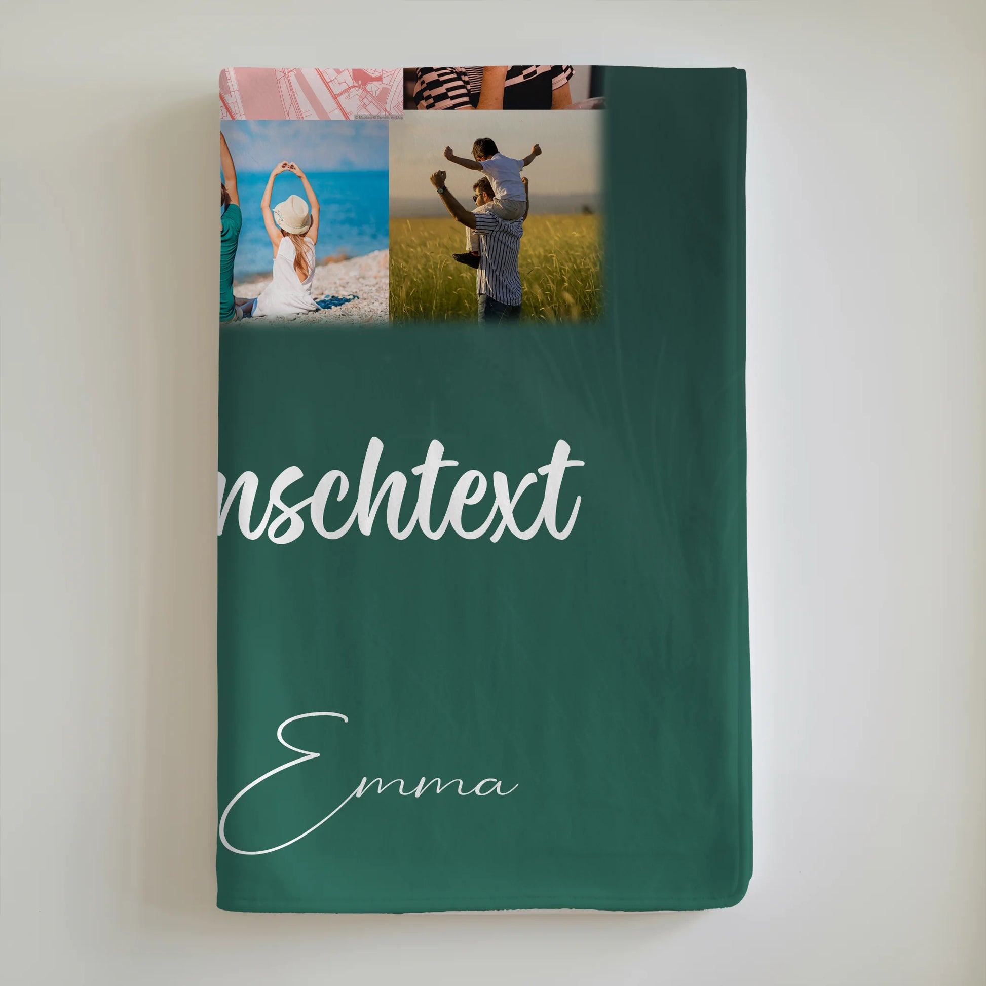 Personalisierte Decke Mit Namen 10 Fotos Karte in der Mitte Wunschtext Geschenkidee 6