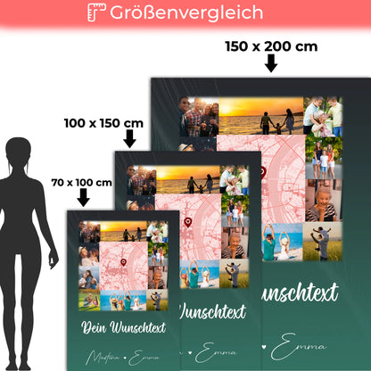 Personalisierte Decke Mit Namen 10 Fotos Karte in der Mitte Wunschtext Geschenkidee 5