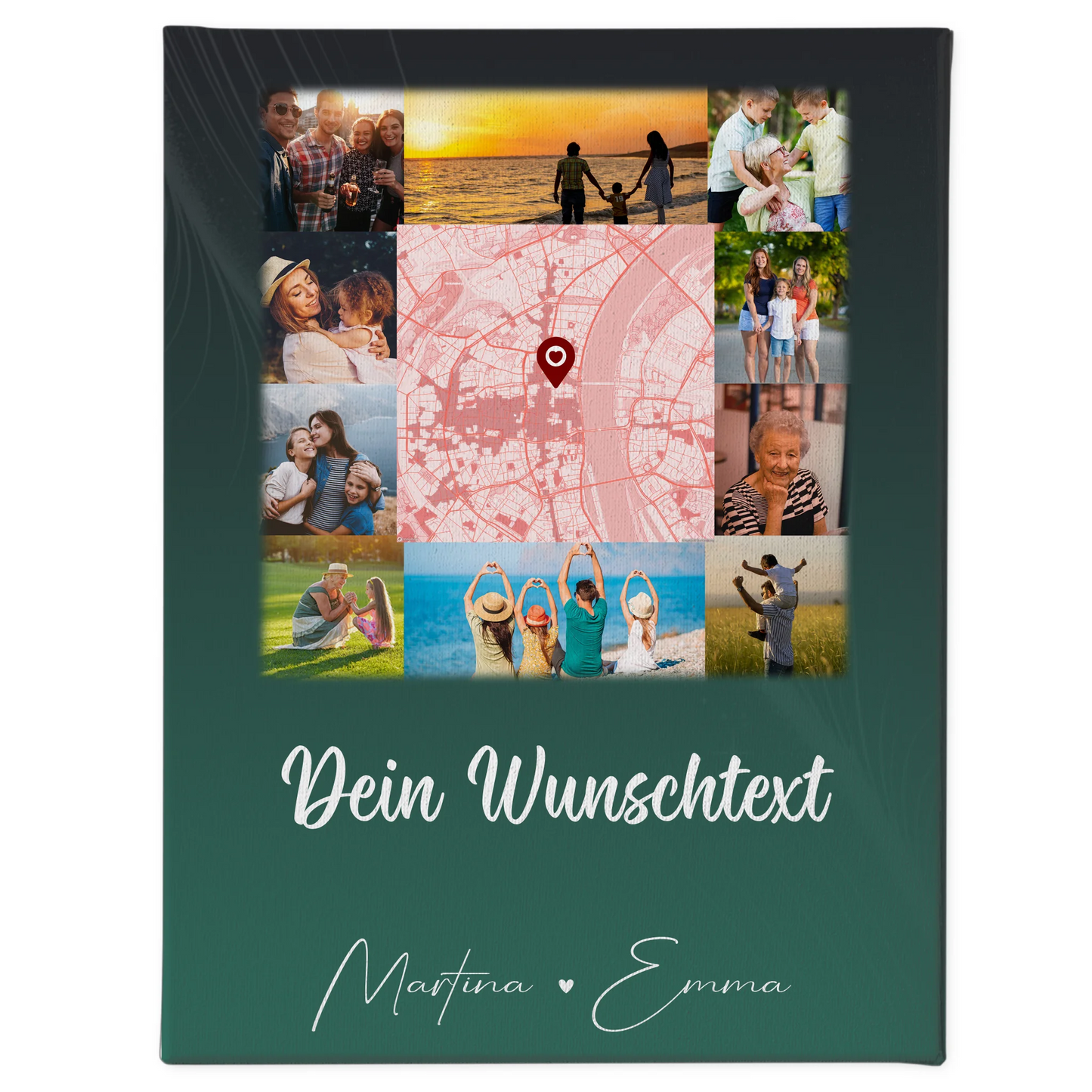 Personalisierte Leinwand Mit Spruch 10 Fotos Karte in der Mitte Wunschtext Geschenk 1