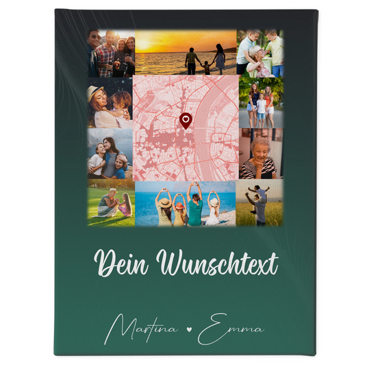 Personalisierte Leinwand Mit Spruch 10 Fotos Karte in der Mitte Wunschtext Geschenk 1