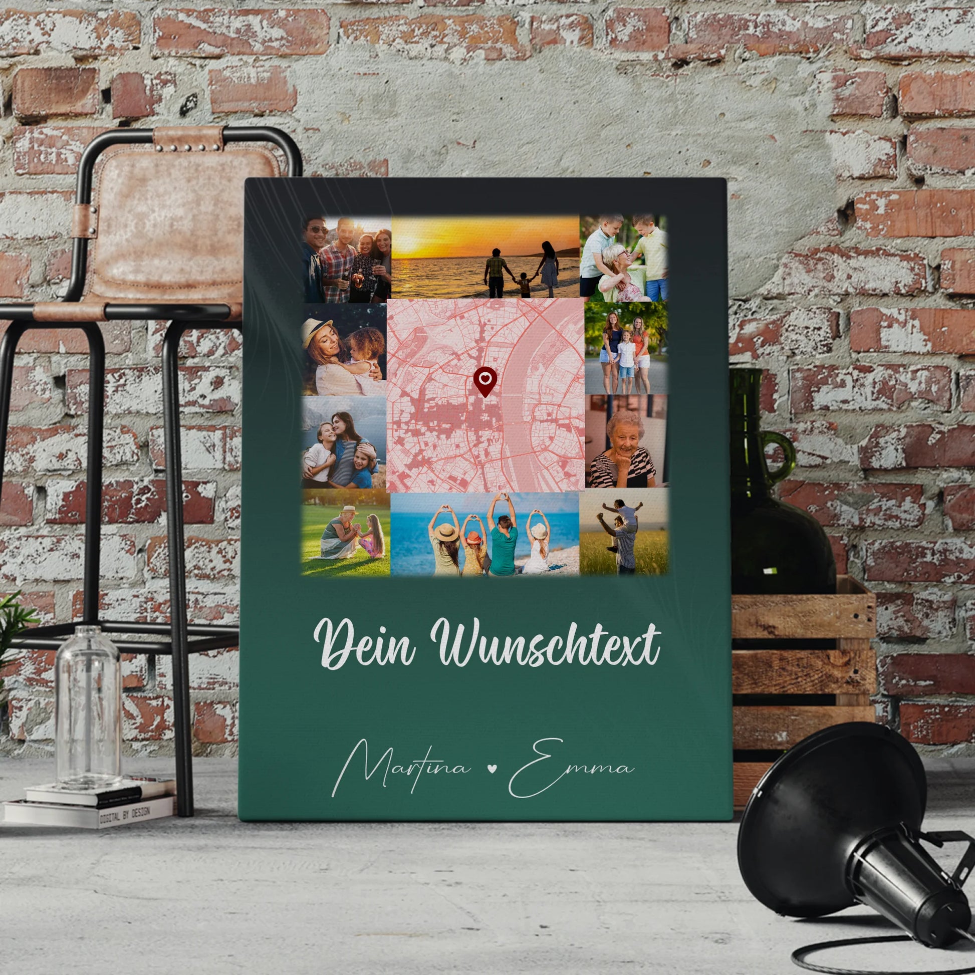 Personalisierte Leinwand Mit Spruch 10 Fotos Karte in der Mitte Wunschtext Geschenk 4