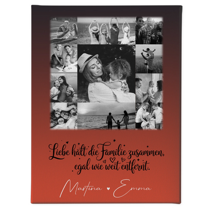 Personalisiertes Leinwand Wandbild Familie mit 11 Fotos für Familienzusammenhalt Geschenk 1