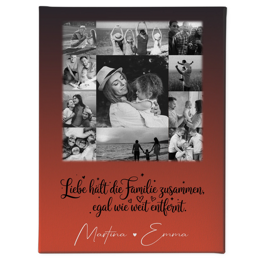 Personalisiertes Leinwand Wandbild Familie mit 11 Fotos für Familienzusammenhalt Geschenk 1