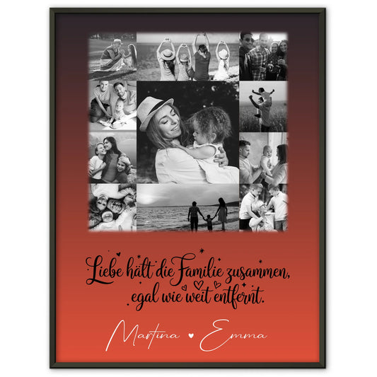 Personalisiertes Familienposter Mit Namen und 11 Fotos für Familie Zusammenhalt