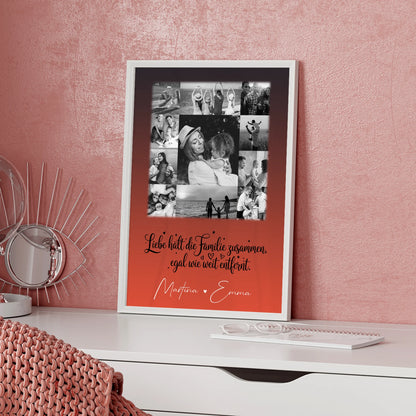 Personalisiertes Familienposter Mit Namen und 11 Fotos für Familie Zusammenhalt