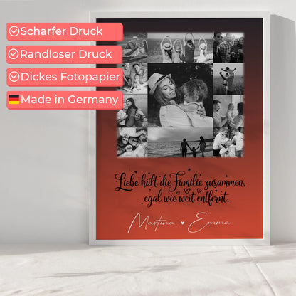 Personalisiertes Familienposter Mit Namen und 11 Fotos für Familie Zusammenhalt
