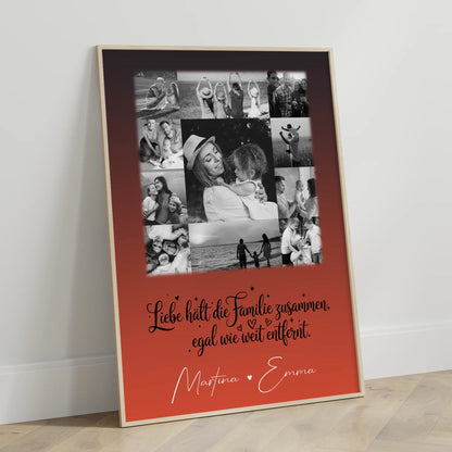 Personalisiertes Familienposter Mit Namen und 11 Fotos für Familie Zusammenhalt