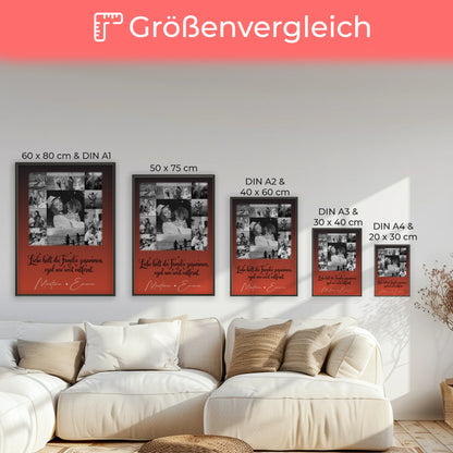 Personalisiertes Familienposter Mit Namen und 11 Fotos für Familie Zusammenhalt