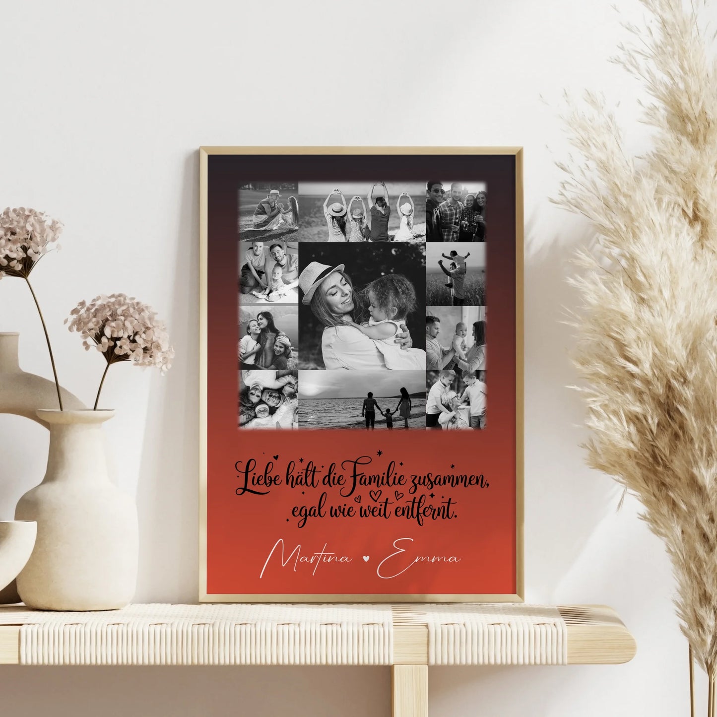 Personalisiertes Familienposter Mit Namen und 11 Fotos für Familie Zusammenhalt