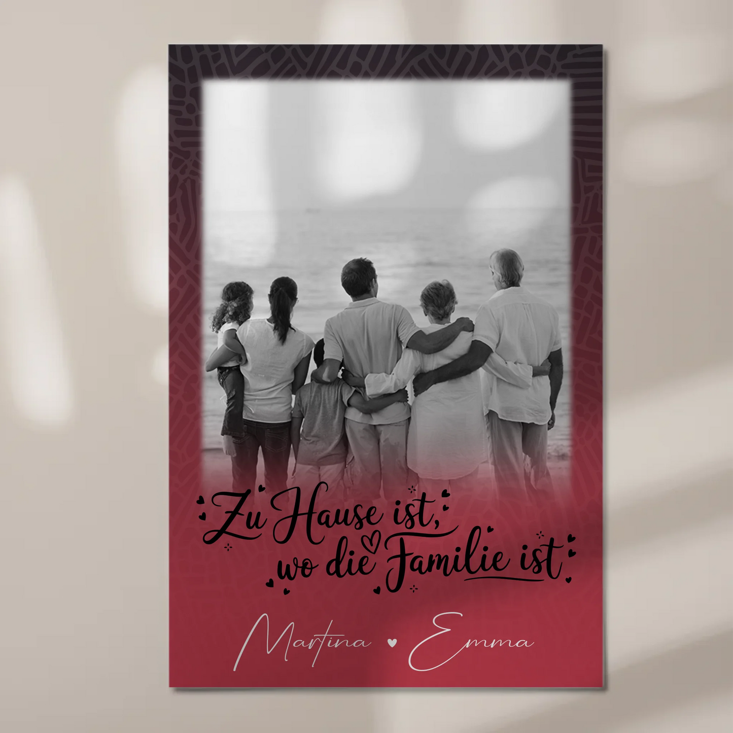 Wandbild Familie Personalisiert mit 1 Foto Zu Hause ist der Ort