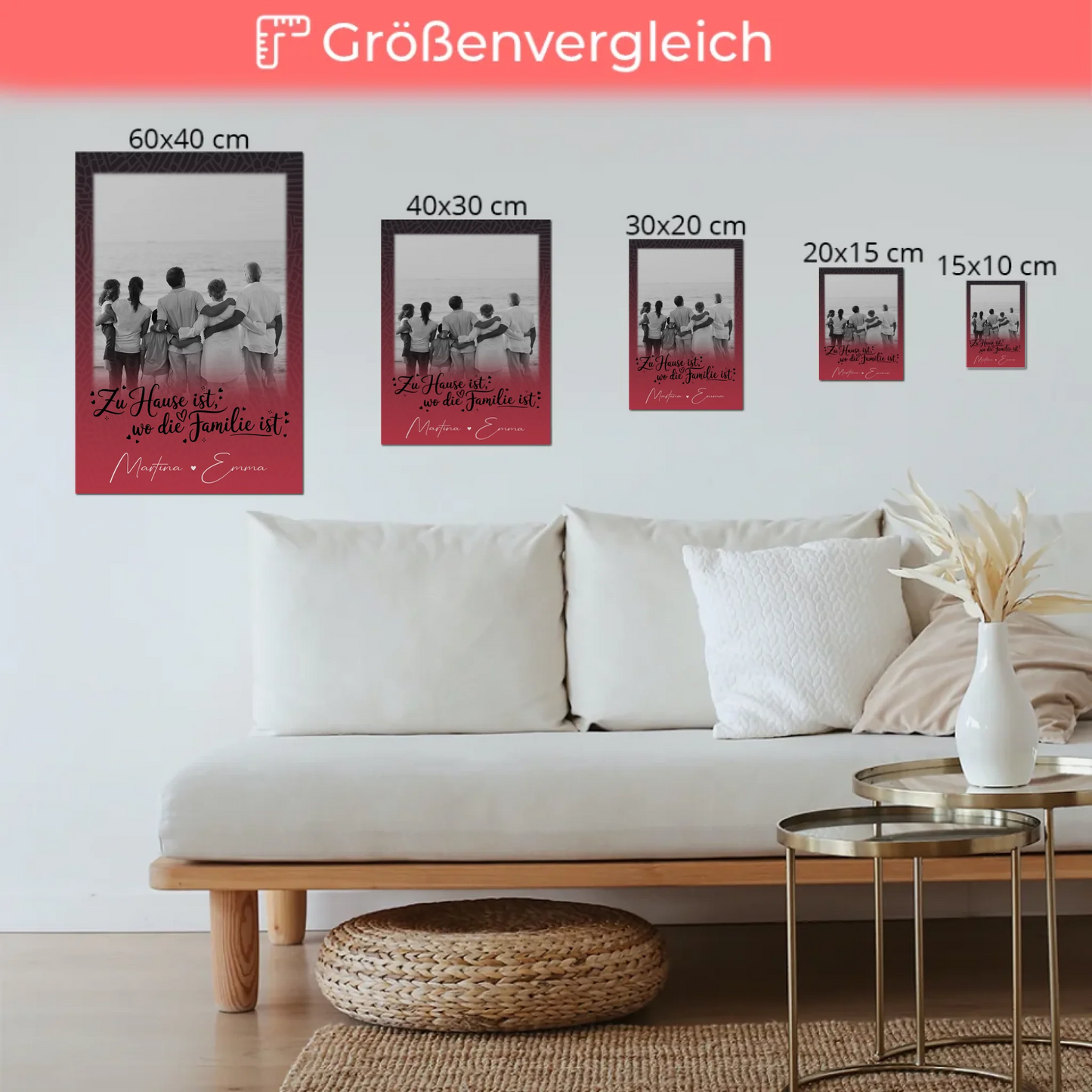 Wandbild Familie Personalisiert mit 1 Foto Zu Hause ist der Ort