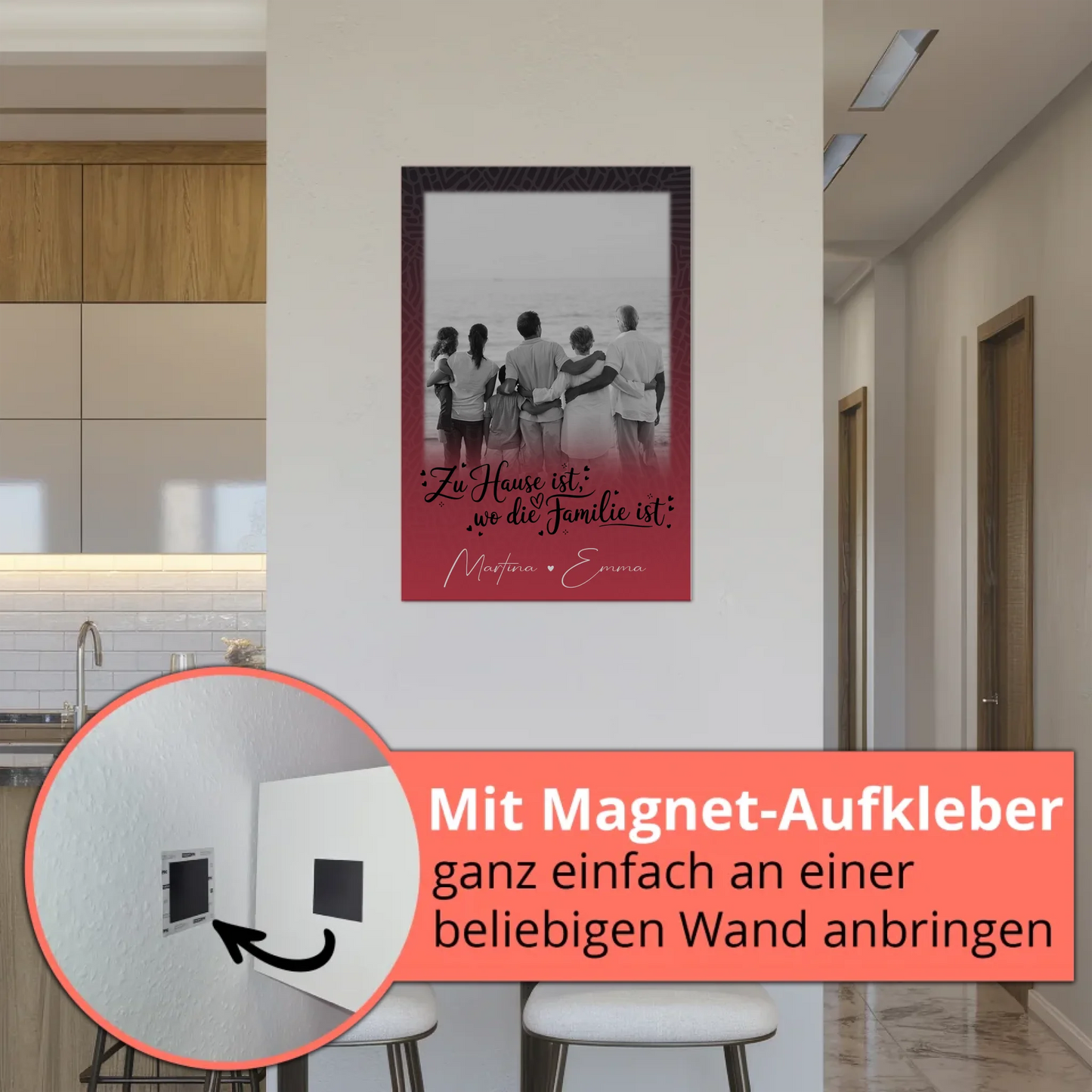 Wandbild Familie Personalisiert mit 1 Foto Zu Hause ist der Ort