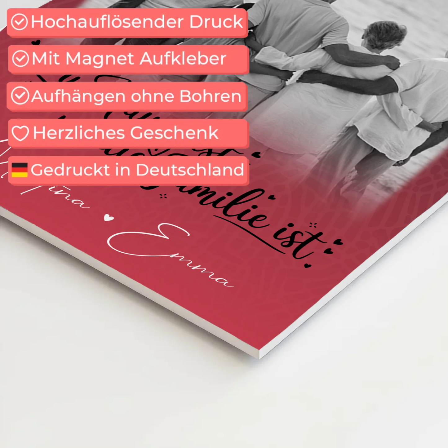 Wandbild Familie Personalisiert mit 1 Foto Zu Hause ist der Ort