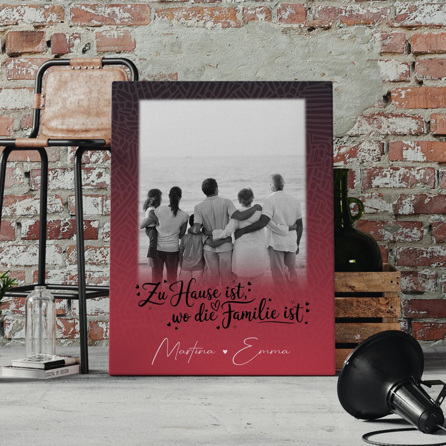 Familien Leinwand Personalisiert mit 1 Foto Zu Hause ist der Ort der Liebe 4