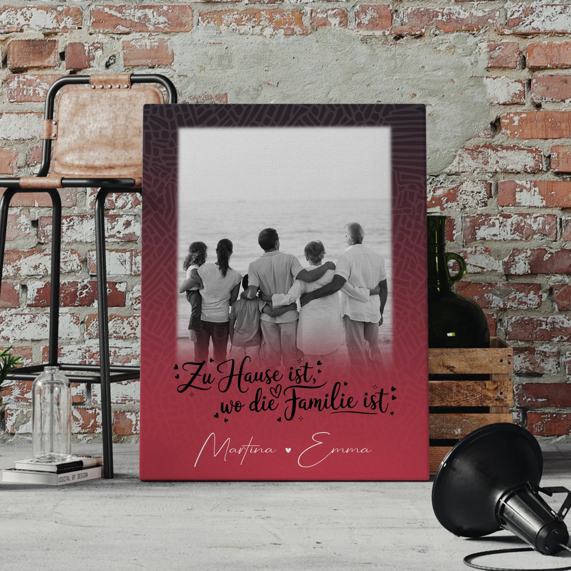 Familien Leinwand Personalisiert mit 1 Foto Zu Hause ist der Ort der Liebe 4
