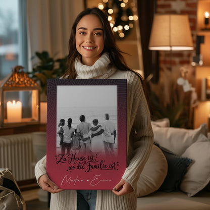 Familien Leinwand Personalisiert mit 1 Foto Zu Hause ist der Ort der Liebe 2
