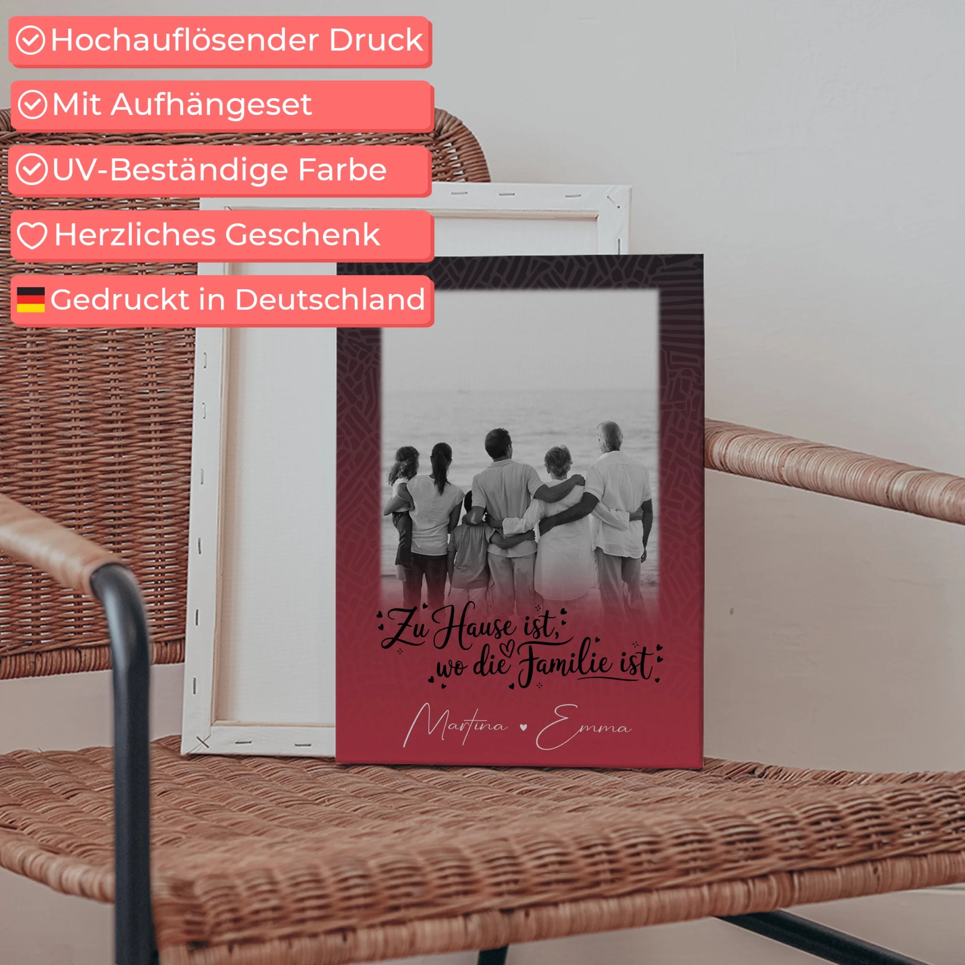 Familien Leinwand Personalisiert mit 1 Foto Zu Hause ist der Ort der Liebe 5