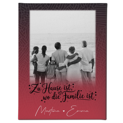 Familien Leinwand Personalisiert mit 1 Foto Zu Hause ist der Ort der Liebe 1