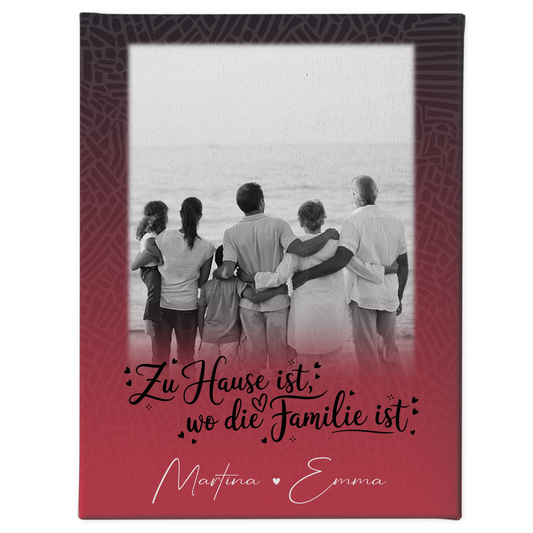 Familien Leinwand Personalisiert mit 1 Foto Zu Hause ist der Ort der Liebe 1