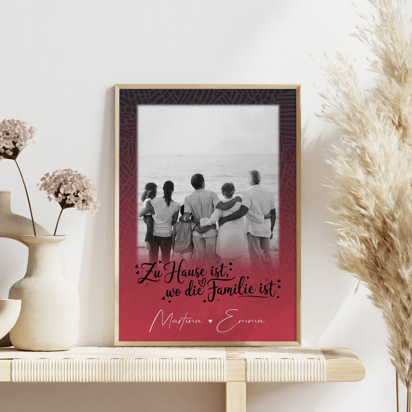 Poster Familie Mit Namen Zu Hause ist wo die Liebe wohnt mit 1 Foto