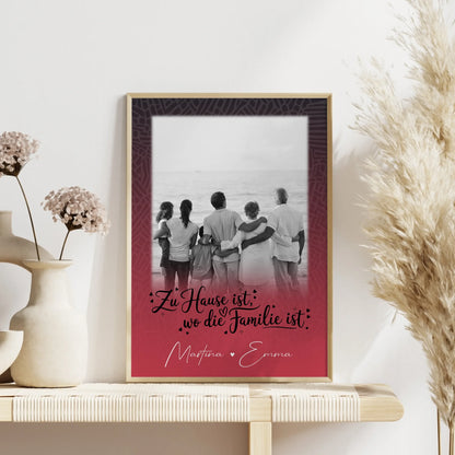 Poster Familie Mit Namen Zu Hause ist wo die Liebe wohnt mit 1 Foto