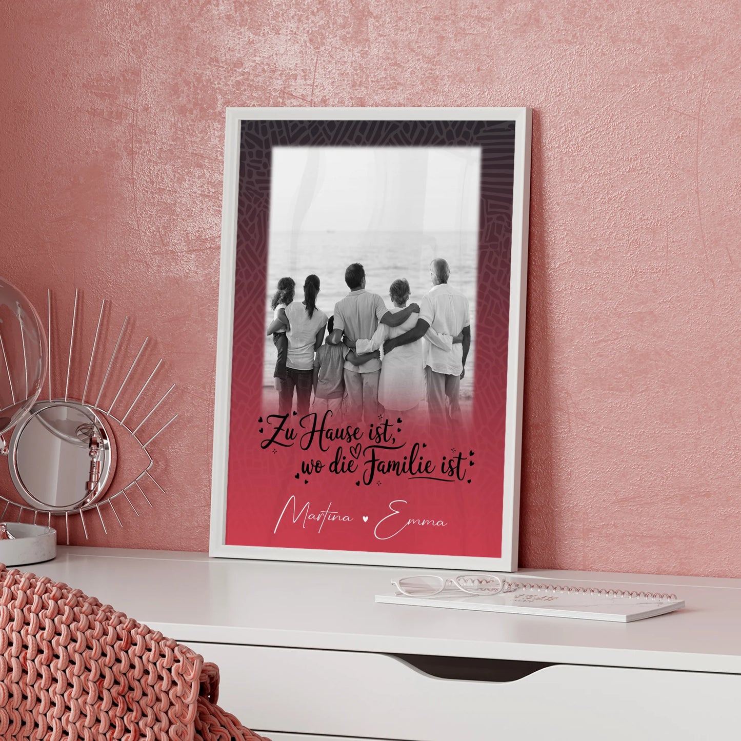 Poster Familie Mit Namen Zu Hause ist wo die Liebe wohnt mit 1 Foto