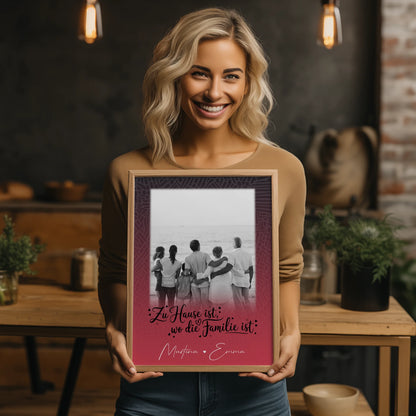 Poster Familie Mit Namen Zu Hause ist wo die Liebe wohnt mit 1 Foto