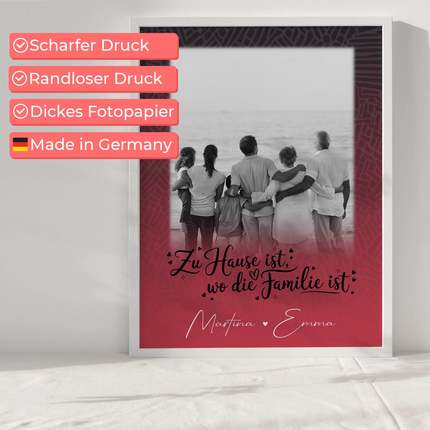 Poster Familie Mit Namen Zu Hause ist wo die Liebe wohnt mit 1 Foto