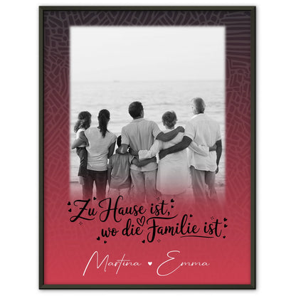 Poster Familie Mit Namen Zu Hause ist wo die Liebe wohnt mit 1 Foto