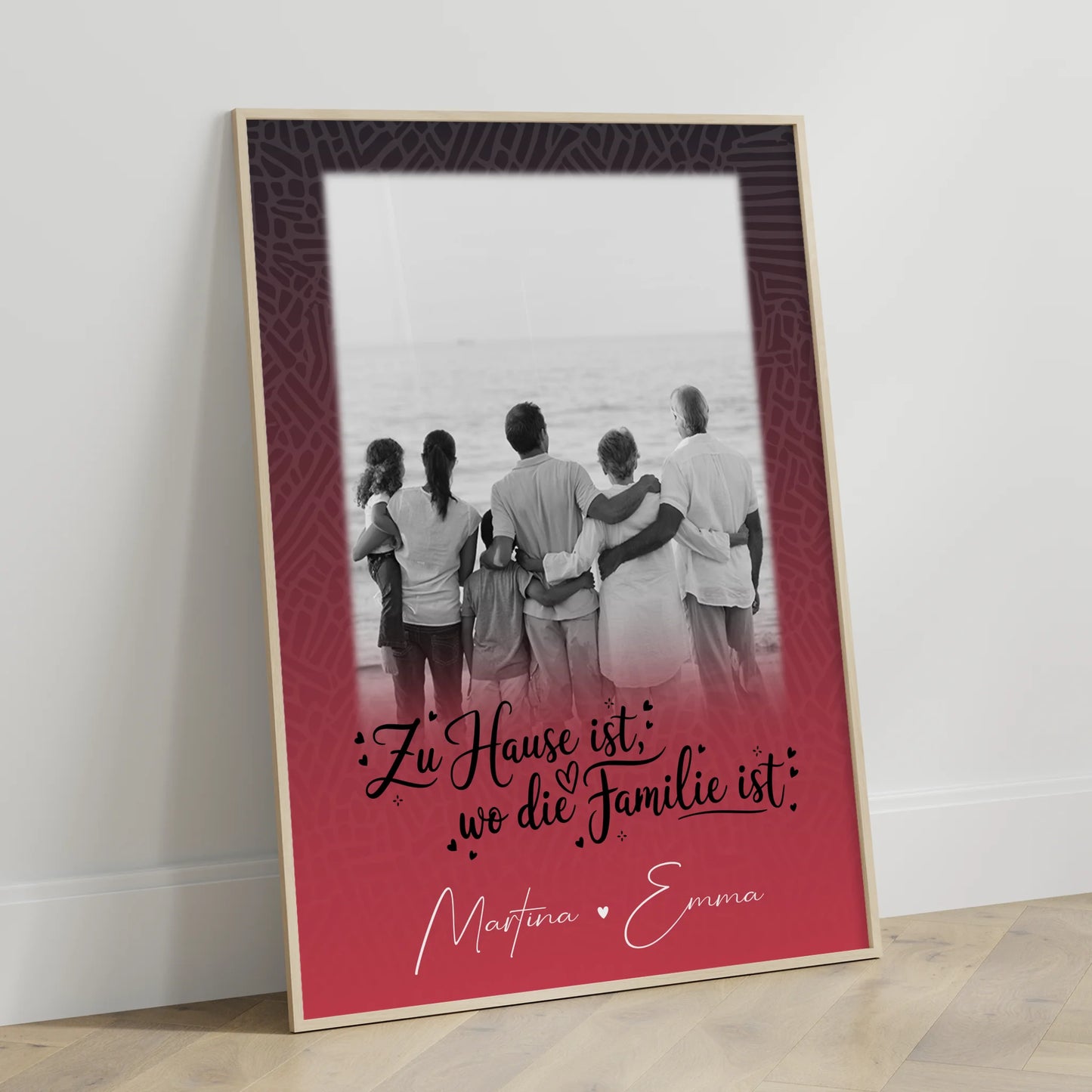 Poster Familie Mit Namen Zu Hause ist wo die Liebe wohnt mit 1 Foto