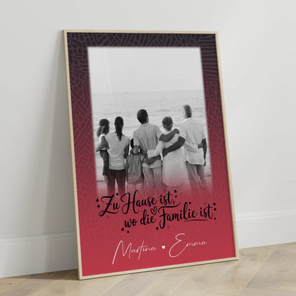 Poster Familie Mit Namen Zu Hause ist wo die Liebe wohnt mit 1 Foto