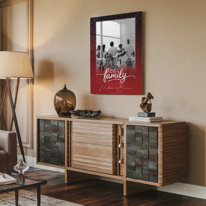 Familienbild Personalisiert Acrylglas Bild mit 1 Foto und 3 Herz Fotos Family