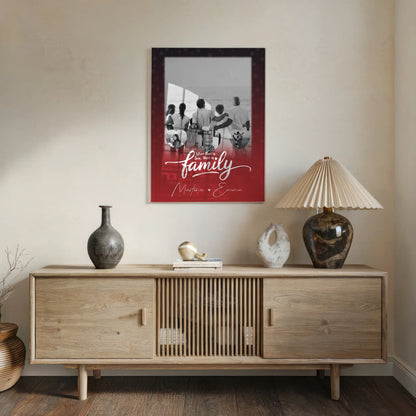 Familienbild Personalisiert Acrylglas Bild mit 1 Foto und 3 Herz Fotos Family