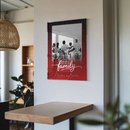 Familienbild Personalisiert Acrylglas Bild mit 1 Foto und 3 Herz Fotos Family