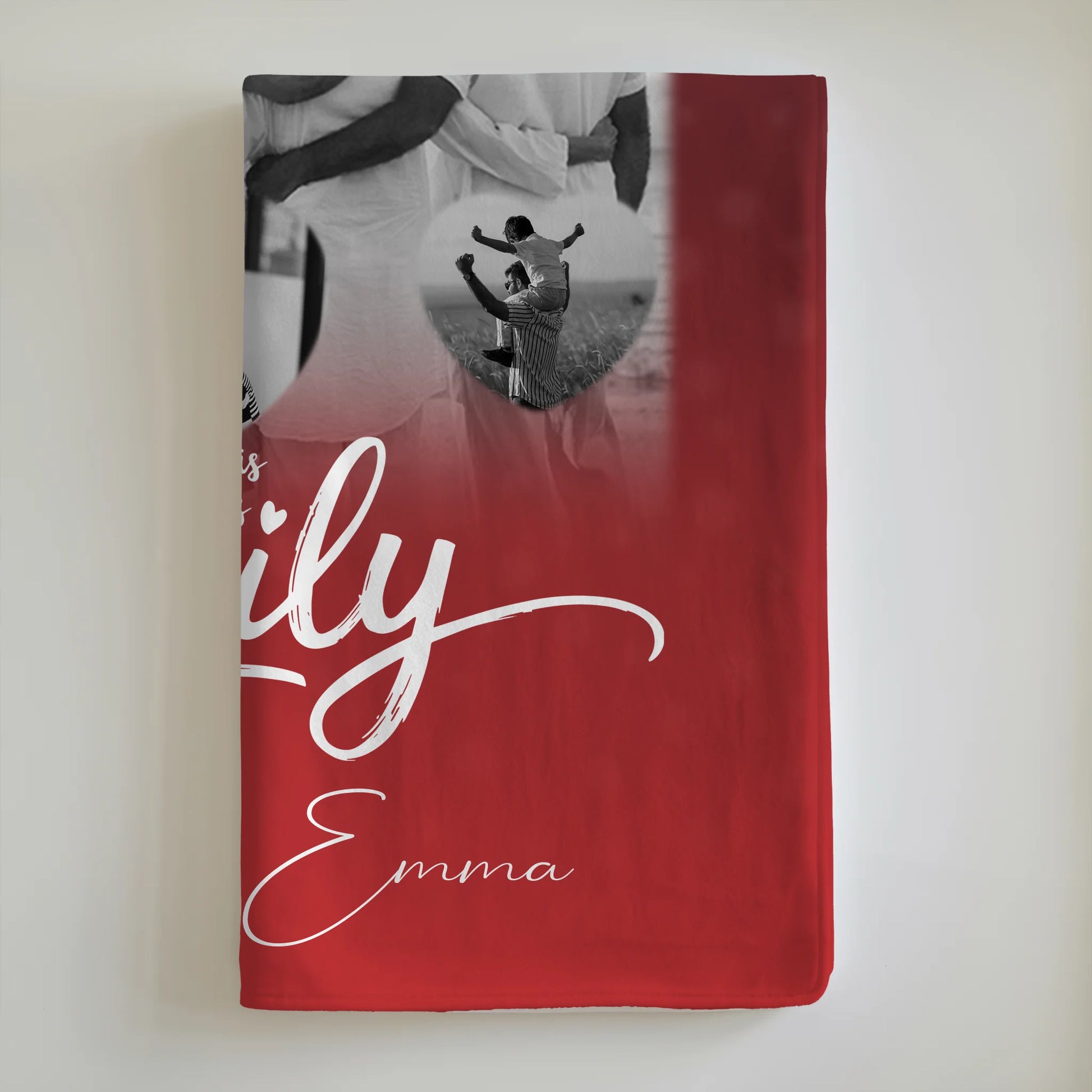 Decke Mit Namen 1 Foto und 3 Kleine Herz Fotos Family personalisiertes Geschenk 6