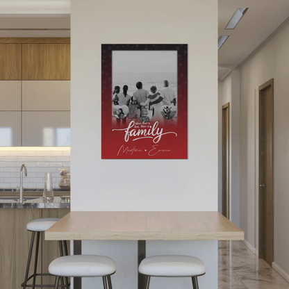 Wandbild Familie Personalisiert mit 1 Foto und 3 Kleine Herz Fotos Family