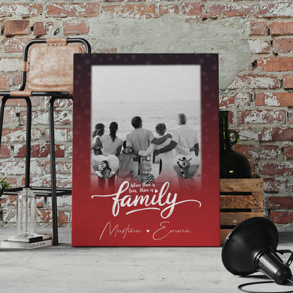 Leinwand Wandbild Familie Personalisiert mit 1 Foto und 3 Herz Fotos 4