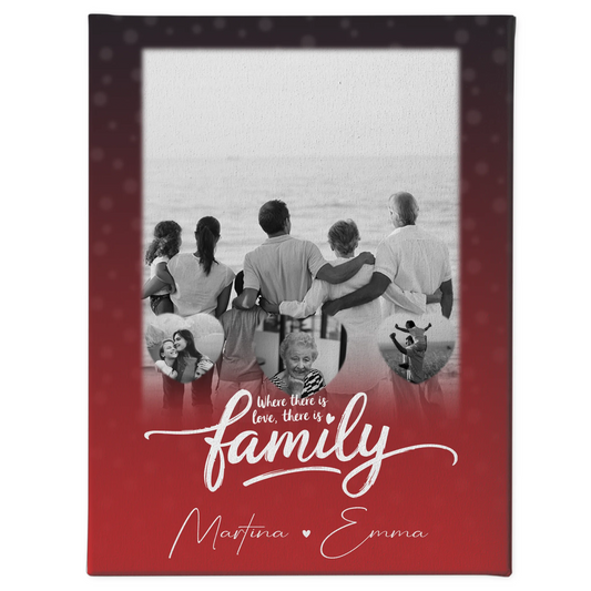 Leinwand Wandbild Familie Personalisiert mit 1 Foto und 3 Herz Fotos 1