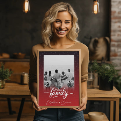Family Poster Namen Familie mit 1 Foto und 3 kleine Herz Fotos