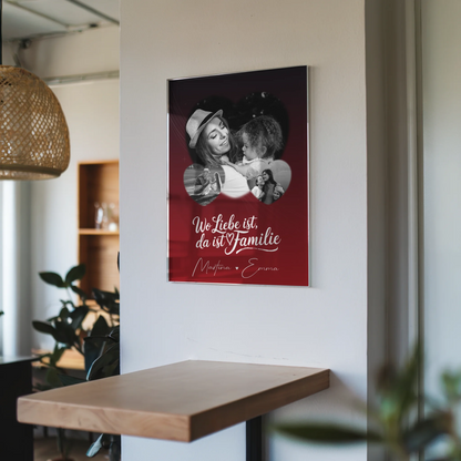 Familienbild Personalisiert Acrylglas Bild mit 3 Herz Fotos für Familienmomente