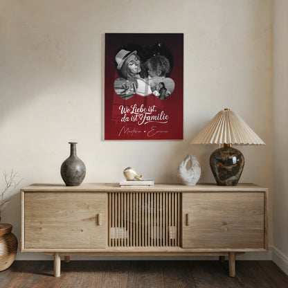 Familienbild Personalisiert Acrylglas Bild mit 3 Herz Fotos für Familienmomente