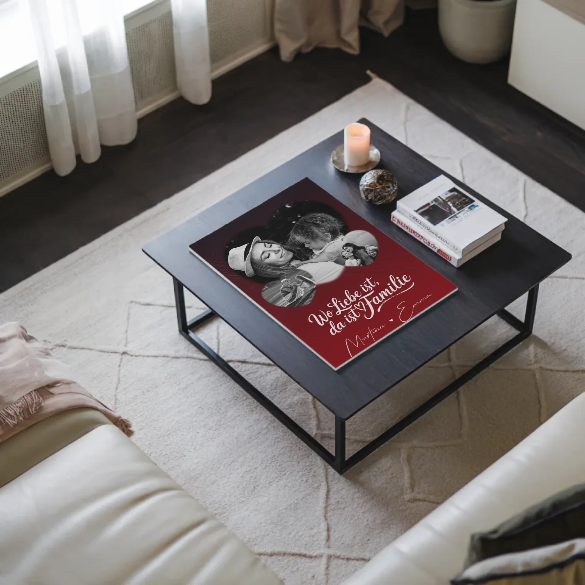Familienbild Personalisiert Fotoboard mit 3 Herz Fotos Wo Familie ist Perfektes Geschenk 3