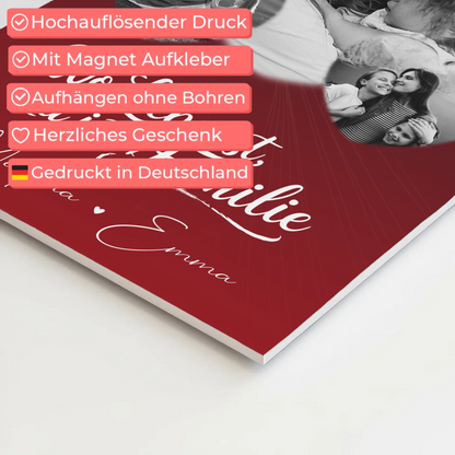 Familienbild Personalisiert Fotoboard mit 3 Herz Fotos Wo Familie ist Perfektes Geschenk