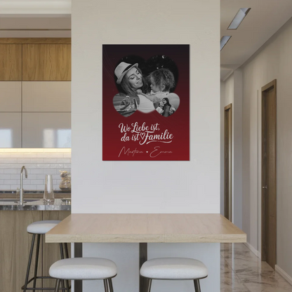 Familienbild Personalisiert Fotoboard mit 3 Herz Fotos Wo Familie ist Perfektes Geschenk
