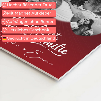 Familienbild Personalisiert Fotoboard mit 3 Herz Fotos Wo Familie ist Perfektes Geschenk