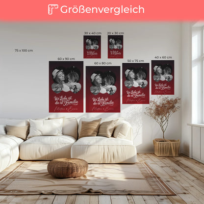 Familien Leinwand Personalisiert mit 3 Herz Fotos Wo Familie ist Perfektes Geschenk 6