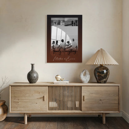 Familienbild Personalisiert mit 3 Fotos Family Is Everything Geschenk für die Familie