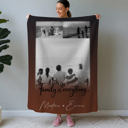 Kuscheldecke Mit Namen 3 Fotos Family Is Everything Personalisiertes Geschenk für Familie 1