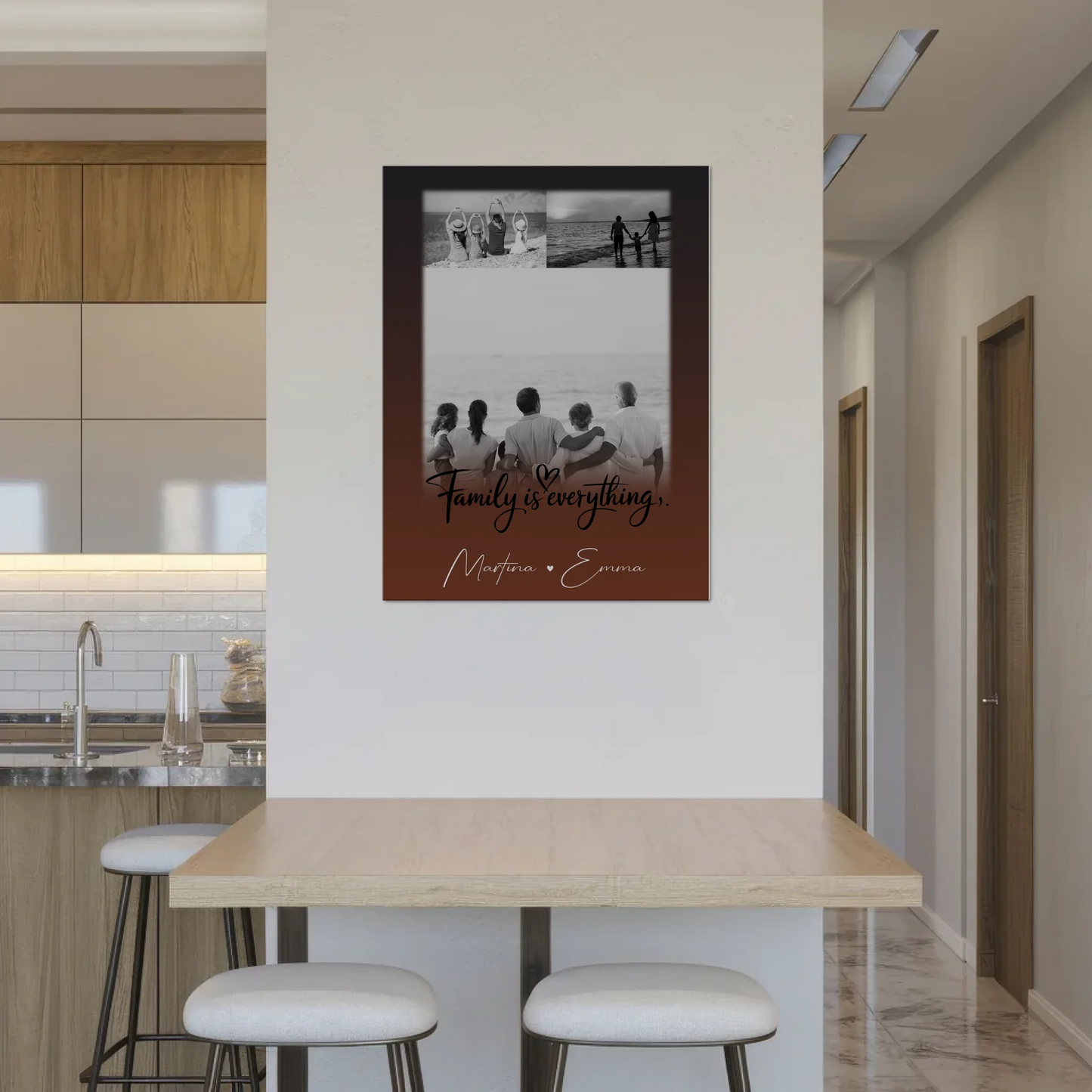Wandbild Familie Personalisiert mit 3 Fotos Family Is Everything Individuell gestaltet